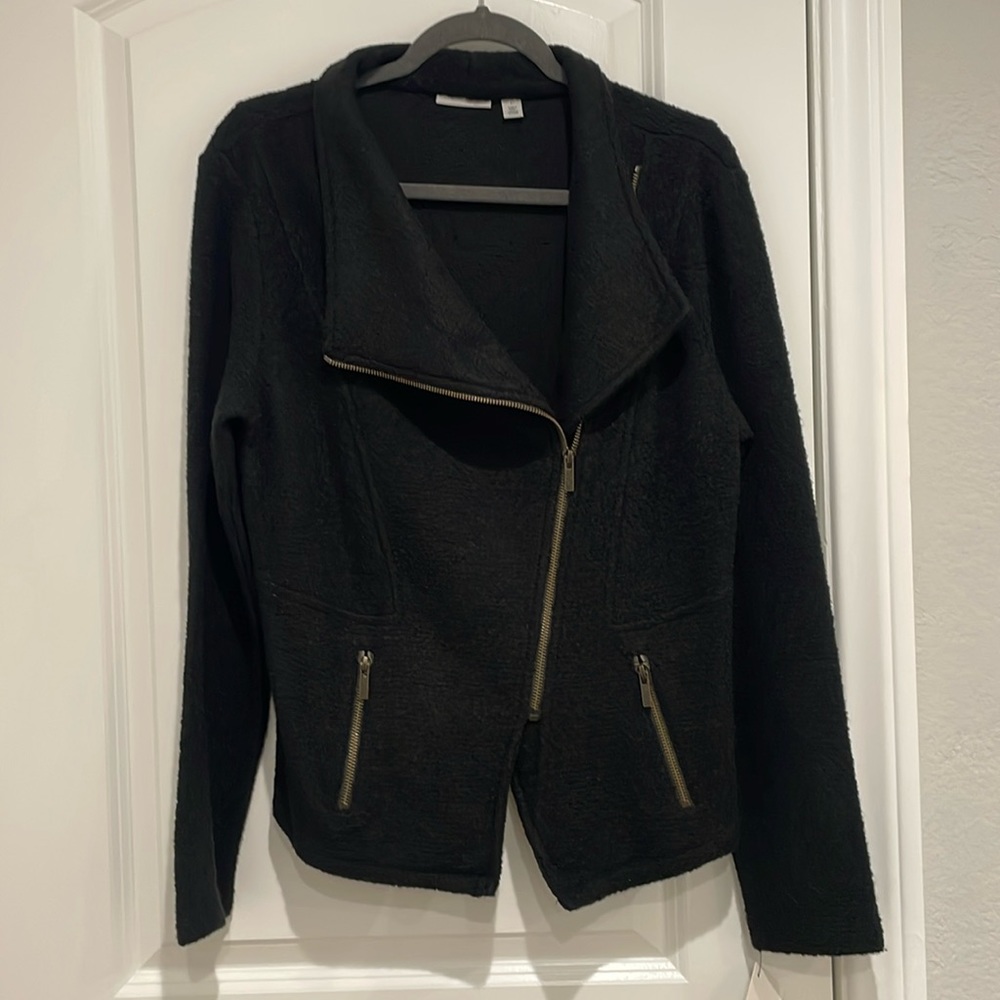 NWT Halogen Women’s Black Moto Jacket.  Size Large.